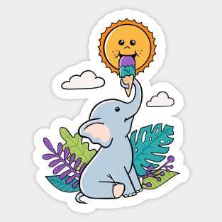 Funny Elephant and sun Sticker